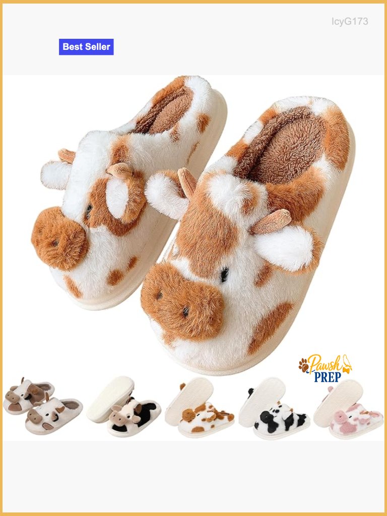 Fuzzy Animal Slippers Women Warm Plush Comfy Indoor Outdoor Non-Slip